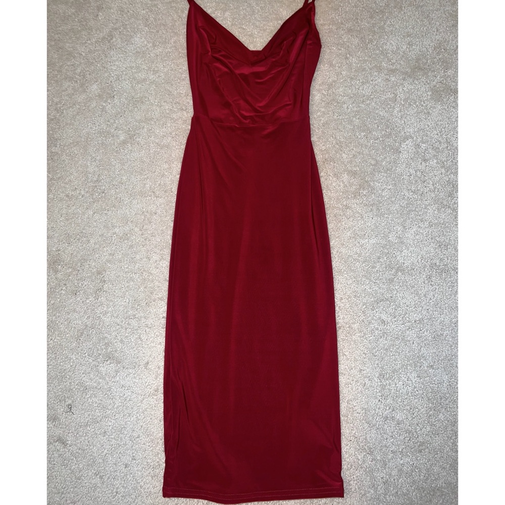 Boohoo slinky swoop neck midi dress